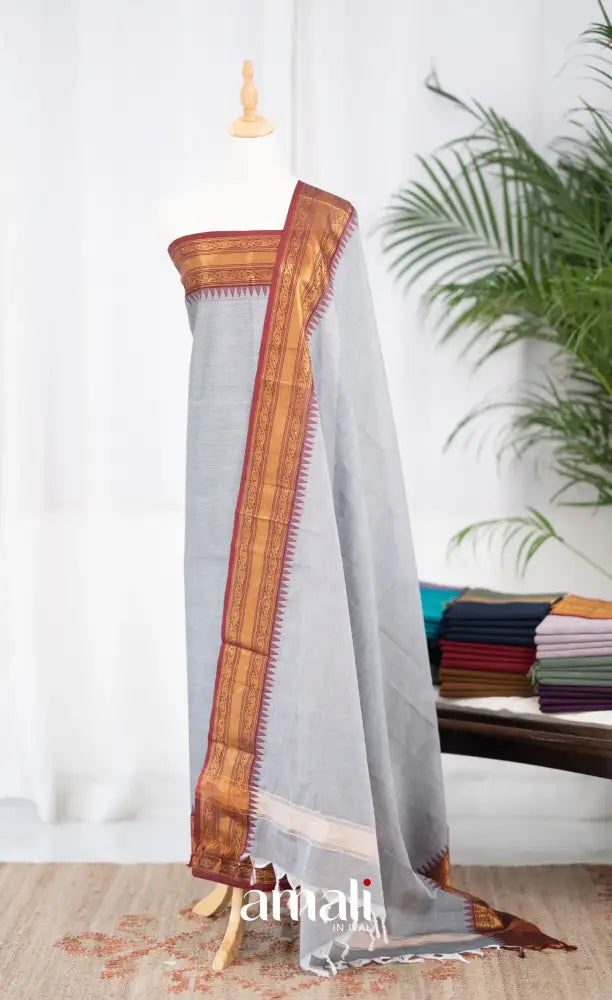 Swara Unstitched Salwar - Grey and Maroon salwar